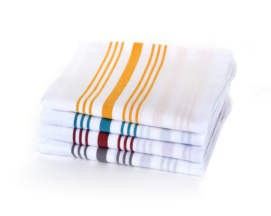 White Striped Cotton Blended Dinner Table Cloth Napkins